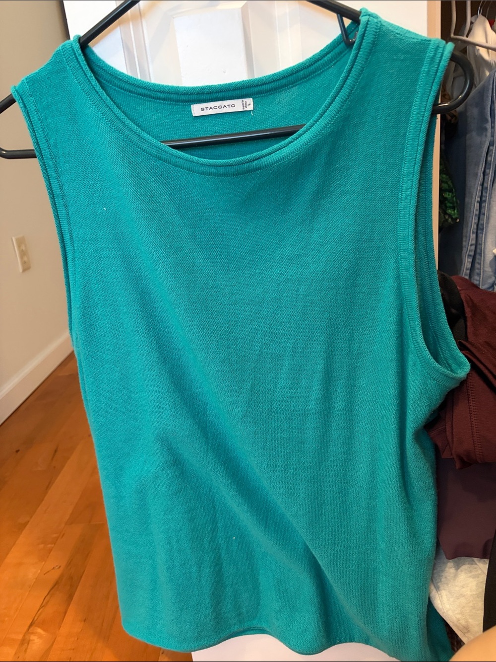 Staccato Teal Sleeveless Knit Tank Top L